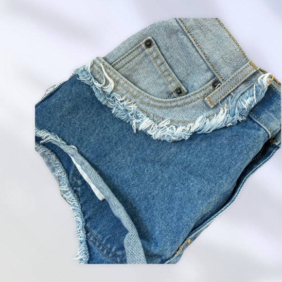 Carmar Light Blue Distressed Jean Shorts - Picture 5 of 9